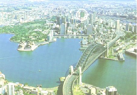 منظر لمدينة سدني والتي كان الوصول إليها في 7/10/1404هـ ـ 13/10/1983م
